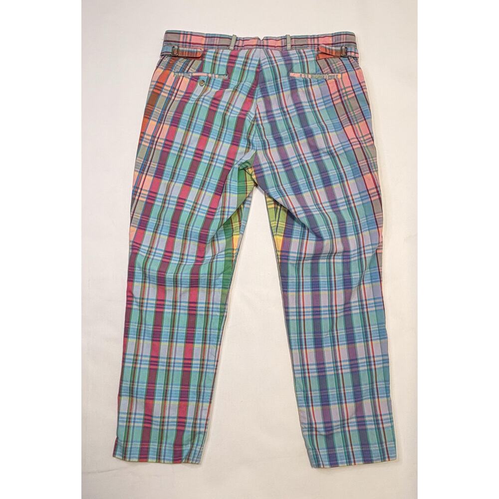 Polo Ralph Lauren Pants Mens 38x30 Multicolor Madras Plaid Cotton Chino Preppy - Picture 12 of 12